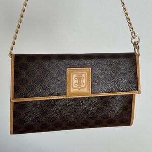 Celine Macadam Trifold Kiss Lock Wallet Organizer Triomphe Vintage unbrand Chain